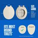 HIGHCRAFT Premium Round Toilet Seat with Adjustable Hinges - Molded Plastic Toilet Seat - Fits Standard Round Toilets - Round Seat in Bone/Beige