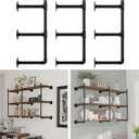 Industrial Pipe Shelf Brackets Wall Mount,Open Black Pipe Shelving for Kitchen,Floating Shelf Brackets Mount,Open Bookshelf Brackets for Shelves,Wall Shelves 12 Inch Deep,(3PcsX3Tier,32" Tall)