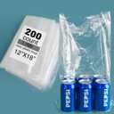 12" x 18" 200 CT Plastic Bags For Food, Cotton Candy Bags, 1.1 Mil Clear Plastic Flat Open Poly Bags Great For Storage Bread, Cotton, Canday, Seafood, Hat And More