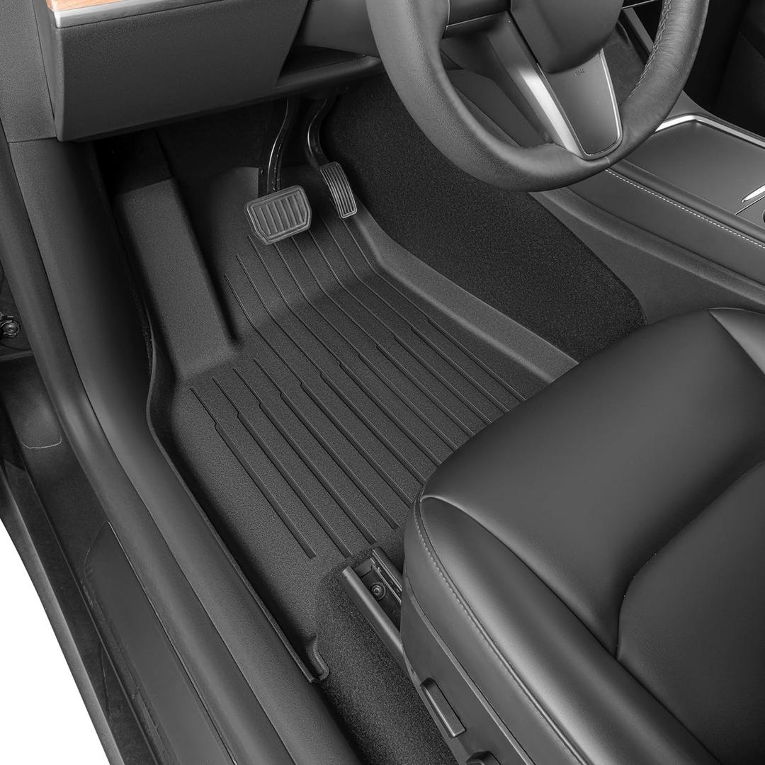 SUPER LINER Tesla Model Y 5 Seat 2021-2024 2025 Floor Mats 6-Piece Set | Extra-Thick TPE All-Weather Floor & Cargo Liners | Pet & Child-Friendly Custom Fit Interior Accessories (Not Fit 7-Seat) (2021-2025 Tesla Model Y 5-Seat -NOT fit Juniper)