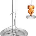 Stainless Steel Turkey Chicken Fryer Accessory, Turkey Fryer Rack Kit, Thanksgiving Turkey Roasting Stand with Wire Handle Lifter Hook Vertical Roaster Holder Base for Deep Fry Pot