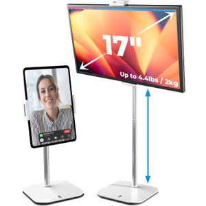 COOPER TabStand, 20" Tall iPad Stand for Desk, Portable Monitor Holder up to 17" Holds 4.4lb, Desktop Tablet Stand, Tablet Mount, Apple iPad Holder for Desk, for Samsung, Kindle, Fire (Frost White)