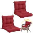 Marsui 2 Pcs Outdoor Indoor High Back Chair Cushions Patio Furniture Tufted Pillow with Ties Water-Resistant Replacement Outdoor Rocking Chair Cushions, 42 x 21 Inches (Dark Red, Solid Color)