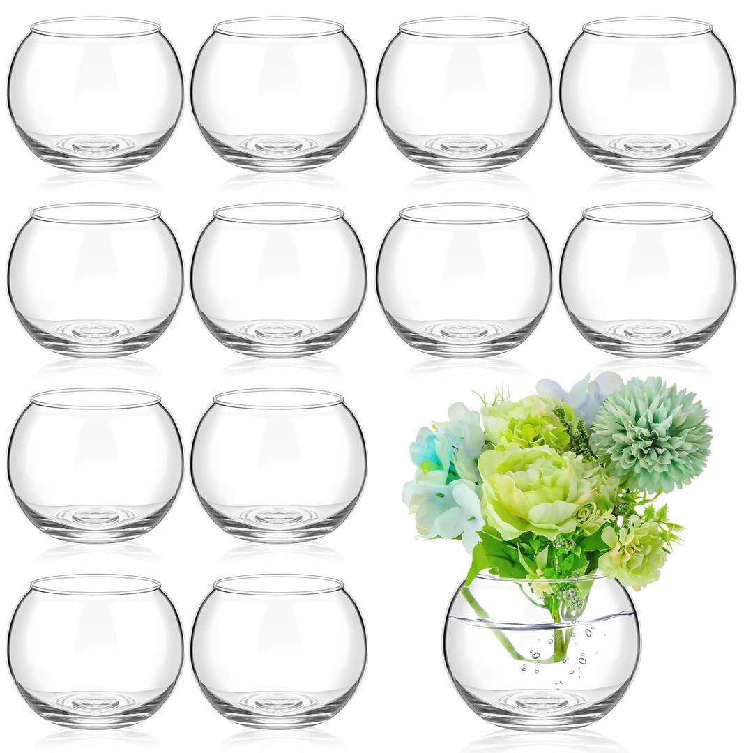 12 Pcs Fish Bowl Bubble Vase Bulk,3.5"h X 3.94"w