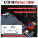 Joinfworld Top Post Battery Disconnect Switch 12V-48V with Led Voltmeter, DC 5-60V Battery Kill Switch Negative On/Off Battery Cut Off Switch for Marine, Cars, Vehicles, RVs and Boats