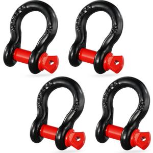 VEVOR 1/2" D-Ring Shackle, 4 Pack Alloy Steel Shackles 17637 lbs (8 Ton) Break Strength with 5/8" Screw Pin, Heavy Duty Off Road Vehicle Recovery Shackle, Towing Accessories for Jeep Truck, Black