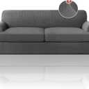 PrinceDeco T Cushion Sofa Slipcover 3 Pieces Sofa Covers for T Cushion Couch Soft Couch Covers Sofa Slip Cover Furniture Covers with 2 Individual T Shape Seat Covers Width Up to 88", Grey
