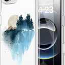 ICEDIO for iPhone 16e Case with Screen Protector-Clear with Fashionable Trendy Patterns-Designed for Girls and Women-Slim Fit Cover-Protective Phone Case 6.1" Blue Painting