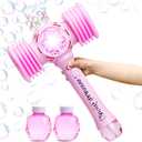 JOYIN Bubble Wands with Toy Hammer, Light Up Automatic Bubble Machine with Refill Solution for Kids Girl, Toddler, Party Favor, Summer, Gifts, Outdoor