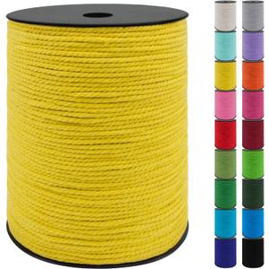 JeogYong 3mm Macrame Cord, 984 Feet Natural Macrame Rope Yarn, 3 Strand Twisted Cotton String for DIY Crafts Wall Hanging Plant Hangers Gift Wrapping Decorations (Lemon Yellow)