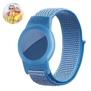 Wristband Compatible with Apple AirTag, Adjustable Kids Nylon Bracelet for AirTag, Anti Lost GPS Trackers Case Cover Watch Band for Toddlers Girls Boys Elders 