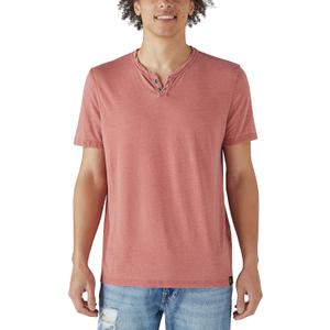 Lucky Brand Men's Venice Burnout Notch Neck Tee Shirt, Cowhide, Large