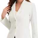 Allegra K Women's Work Office Blazer Stretch Lapel Collar Long Sleeve Jacket Suit Blazer (White), Small