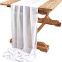 DOLOPL 10ft White Chiffon Table Runner Wedding Table Runner,29x120 inches Gauze Table Runner,Rustic Sheer Table Decor for Romantic Bridal Shower, Baby Shower, Birthday Party Cake Table