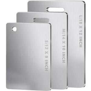 Titanium Cutting Boards For Kitchen, 3Pcs 100% Pure Cut Titanium Cutting Board, Food Grade Quality,Easy To Clean And Will Not Absorb Odors, Suitable For Kitchen Or Outdoor Camping ((12L*9W)+(14L*10W)+(18L*12W))