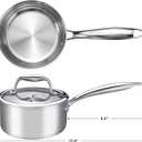 1-Quart Saucepan with Lid, Tri-Ply Stainless Steel Pot with Stay-Cool Handle & All Cooktop Compatibility (Gas, Ceramic, Electric) - Silver