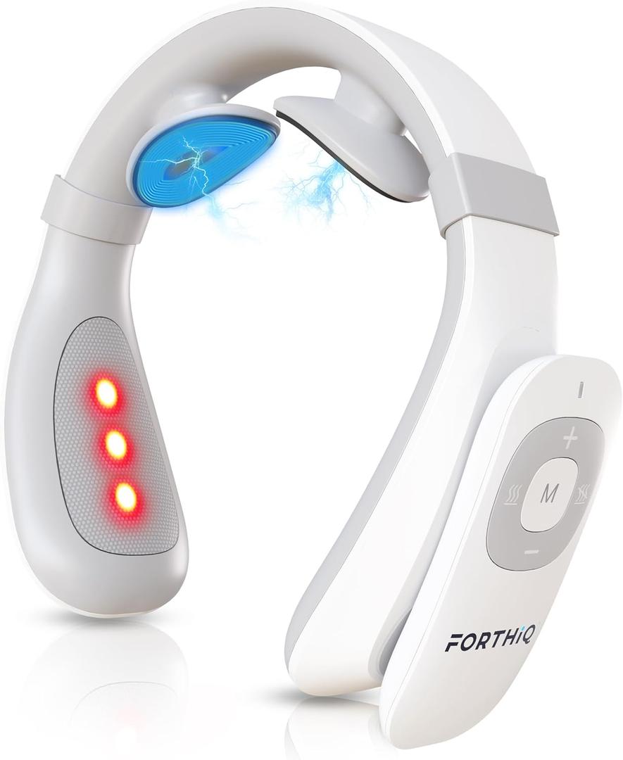 FORTHiQ Neck TENS Machine with Heat, Electric Neck Massager for Pain Relief, 15 Levels Deep Tissue Massage, Portable and Soothing, FSA-HSA Eligible