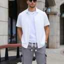 APTRO Men's Cargo Shorts Elastic Waistband Drawstring Summer Casual Cotton Big & Tall Relaxed Fit Work Shorts (Gray)