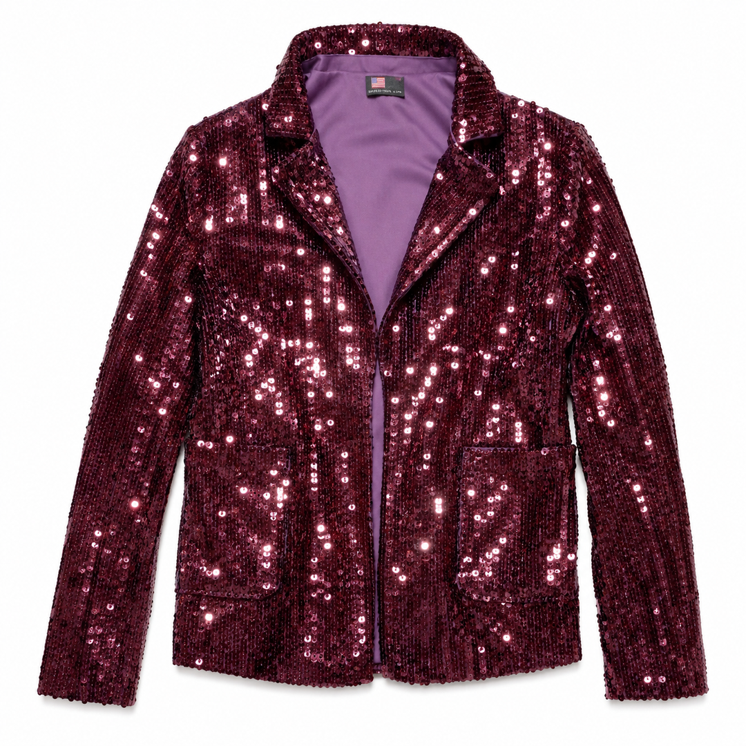 KANCY KOLE Women's Sequin Jackets Open Front Blazer Jacket Casual Long Sleeve Sparkly Cardigan Coat with Pocket, Size S