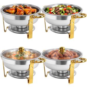 6QT Chafing Dishes for Buffet 4 Pack with Glass Lid