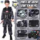 Luucio SWAT Police Costume for Kids, Kids Police Officer Costume for Boys with SWAT Vest, Halloween Costumes for Boys Girls