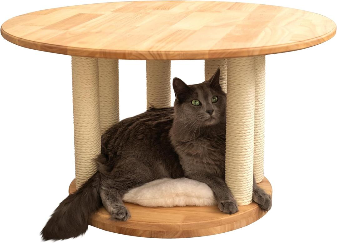 Modern Round Coffee Table  Oakwood Center Table for Living Room  Small-Space Friendly  Ideal for Cats and Kittens  Perfect for Apartment, Studio, or Sala