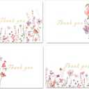 Thank You Cards with Envelopes & Stickers  80-Pack Watercolor Floral Blank Note Cards, 4" x 6", Heavy 300gsm Cardstock for Weddings, Baby Showers & Business