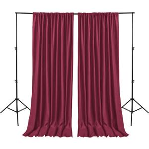 Hiasan Burgundy Backdrop Curtains for Parties, Polyester Photography Backdrop Drapes for Family Gatherings, Wedding Decorations, 5ftx10ft, Set of 2 Panels