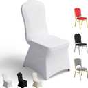 100 PCS Banquet Chair Covers for Wedding Universal Polyester Spandex Chair Cover Stretch Slipcovers for Party Dining Flat-Front Chair (White)