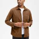 Comdecevis Mens Corduroy Shirts Jacket Button Down Long Sleeve Work Shirts Shackets with Pocket (Brown, M)