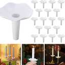 EBaokuup 60 Pcs Reusable Candle Drip Protectors,Detachable Plastic Candle Holders with Wax Catcher,Candle Bobeches for Church Vigil Christmas Eve Wedding Party Tapers Candlesticks