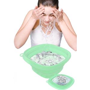 Pack Of 2 SaporeArt Ice Face Bowl, Upgraded Wider & Deeper Collapsible Silicone Facial Ice Bath Bowl with BuiltIn Ice Mold, Soothes Puffiness & Redness, Ideal for Home and Travel