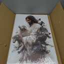 Jesus and Lamb Canvas Wall Art Jesus and the Wolf Poster Print Christian Wall Decor Picture for Living Room Church Home Decoration Prepare to hang (12x16, White)