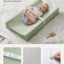 Blissful Diary Vegan Leather Baby Changing Pad with Waterproof & Wipe-Clean PU Cover, Standard Size Cozy Diaper Changing Pad for Dresser and Table, Light Green