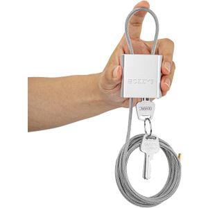 BOZZYS Cable Lock with 3 Keys | L 6.56ft(2m),D 1/6in(4mm) Adjustable Steel Cable Padlock | Aluminum Locks for Bikes, Gate, Lockers & Outdoor Gear | Weatherproof& Silver