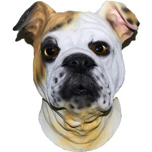 Halloween English Bulldog Mask Latex Animal Dog Mask Full Head Realistic Pet Dog Fancy Dress Up Party Costume Props
