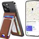 TopMade for MagSafe Wallet Stand with Money Clip, Works with Apple Find My, Magnetic Wallet for iPhone 17/16/15/14/13/12 Series, for iPhone Wallet with Finder Tracker, Brown(Gray Elastic Band)