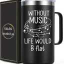 Lifecapido Music Gifts for Men, Gifts for Musicians, Without Music Life Would B Flat 20oz Insulated Coffee Mug, Christmas Music Gifts for Musicians Music Lover Teacher, Black