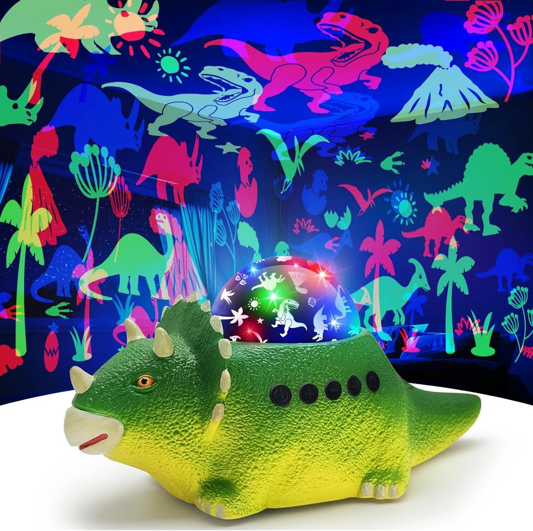 Dinosaur Night Light Projector for Kids with 8 Color Modes,14 Sleep Sounds & 360Rotation,Projection Lights for Bedroom,Walking Dinosaur Toys Gift for Boys Girls 3-5,5-7 Years Old (Green)