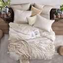 Monbix King Size Comforter Set, Oatmeal Cationic Dyeing Bed Set Reversible, King Size Comforter Set 7 Pieces Bed in a Bag with Comforter, Sheets, Pillowcases & Shams