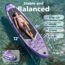 PRAISUN 12’ x 35” Inflatable Paddle Board, 450lbs Extra Wide Stand Up Paddleboard for Youth/Adults of All Skill Levels, Stable SUP with Seat & Full Kit, for Fishing, Yoga, Lake & Ocean, Purple
