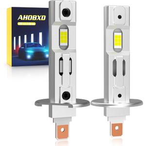 H1 Light Bulbs,6500K White Super Bright Upgraded 600% 30000LM Brightness Real 1:1 Halogen Size 80000Hours Lifespan H1/H1LL Flicker Free and Canbus Free IP68 Waterproof Pack of 2