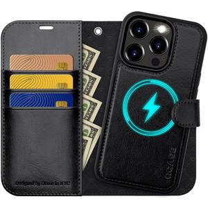 OCASE for iPhone 15 Pro Detachable Wallet Case with Card Holder, [2 in 1] PU Leather Flip Folio Case with RFID Blocking Magnetic Stand Removable Shockproof Phone Cover 6.1 Inch, Black