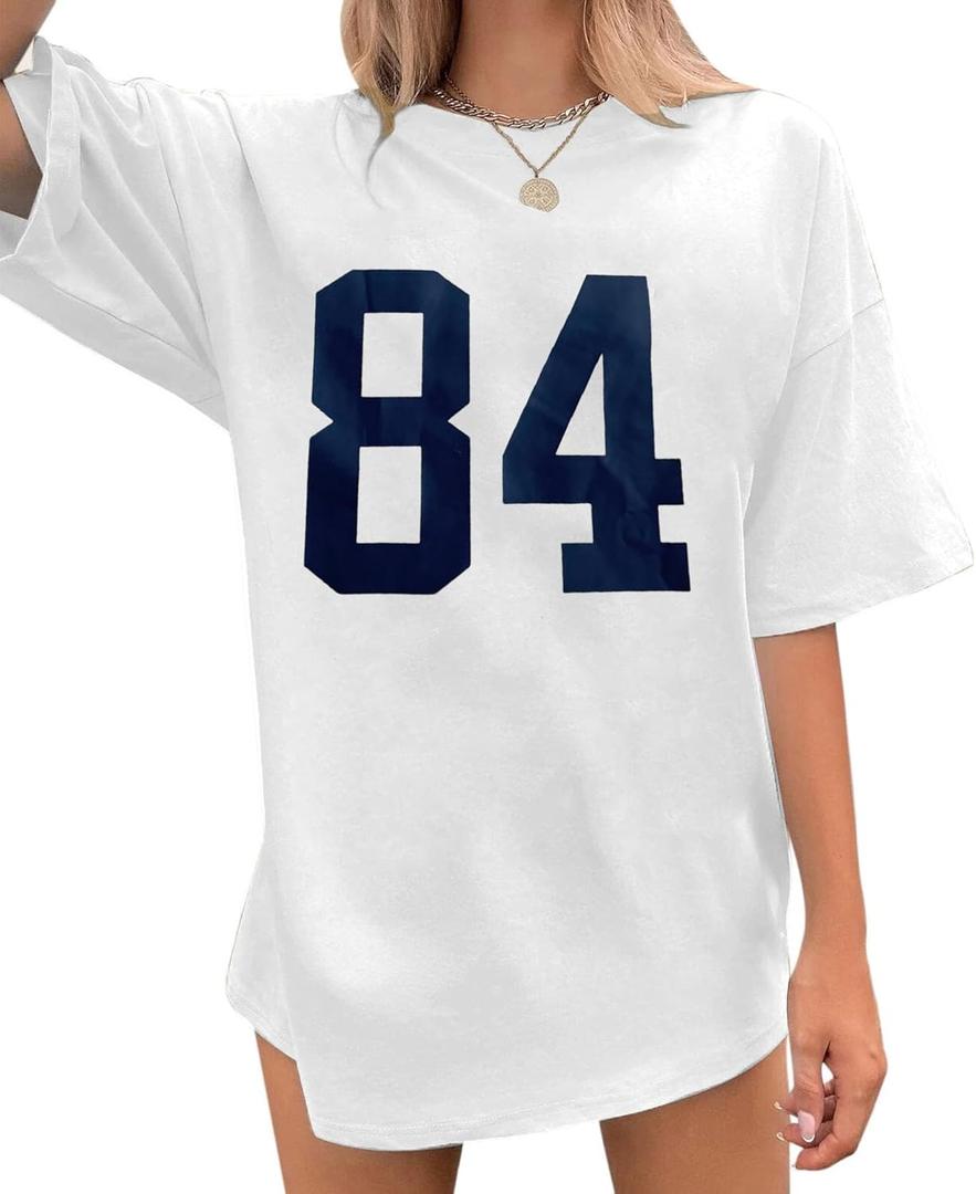 YeonYoonA Women Oversized Casual T-Shirts Crewneck Summer Tops Casual Loose Basic Tee Shirts 2024 Trendy Clothes (White, S)