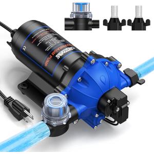 CrestWave Fresh Water Pump 7GPM 70PSI, 110V AC, Upgraded Five Chamber Self-Priming Diaphragm Water Pump with Pressure Switch and Strainer for RV, Home Water System, Irrigating & Industrial Settings