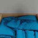 Andency Turquoise Comforter Set King, 3 Pieces Boho Tassel Lightweight Soft Bedding Comforter Sets for King Bed, All Season Fluffy Fringe Bed Set (104x90In Comforter & 2 Pillowcases)