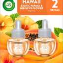 Air Wick Plug In Scented Oil Refill, Infused with Essential Oils, Plug In Air Fresheners for Home, Hawaii Exotic Papaya & Hibiscus Flower, 2 ct (1.34 Fl Oz (Pack of 1))