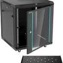MT-VIKI 12U Server Cabinet Network Rack Vented Enclosure w/Moving Wheel, 0.8mm Thick Steel, 23.6 Deep (600mm), for 19'' IT Equipment, Included 1pcs 12'' Depth Rack Shelf