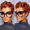 Pixie Cut Wig Human Hair for Black Women Short Pixie Cut Wigs Natural Looking 100% Real Human Hair Wigs Glueless Full Machine Made Wigs for Black Women (C-025#350)