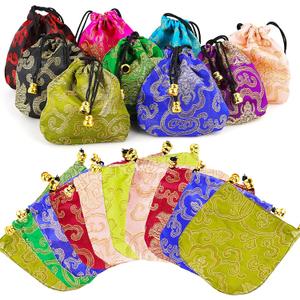 30Pcs Silk Brocade Embroidered Drawstring Jewelry Pouch Bag Gift Bags Baskets Drawstring Coin Purse (Random Color)